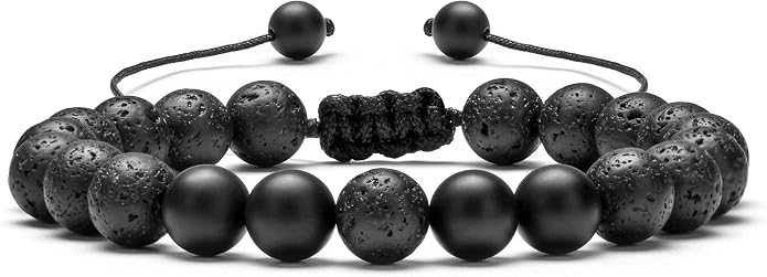 Men Women 8mm Lava Rock Aromatherapy Anxiety Essential Oil Diffuser Bracelet Braided Rope Natural Stone Yoga Gifts Beads Bracelet Bangle-21017