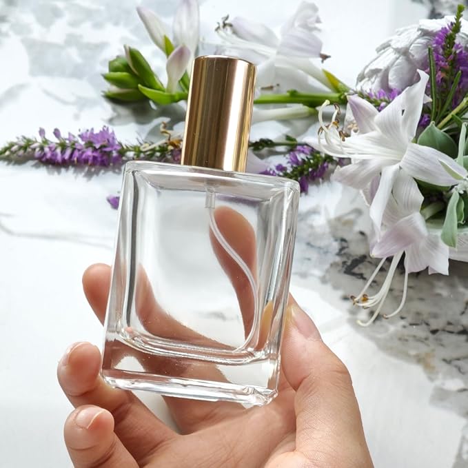 50ml/1.7 Oz Glass Spray Bottle Perfume Atomizer,Travel Refillable Perfume Bottles Empty Classic Spray Bottle 2Pack (Gold, 50ml)