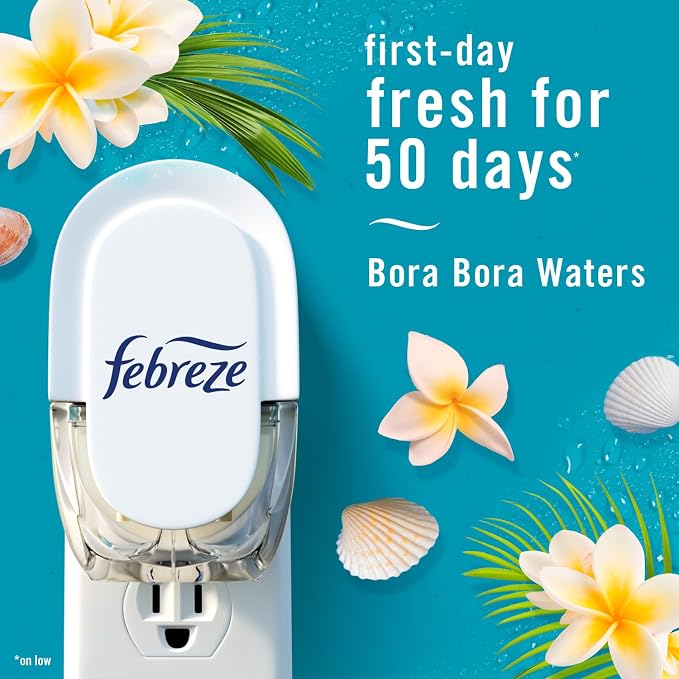 Febreze, Odor-Fighting Fade Defy Plug Air Freshener Refill, Bora Bora, 0.87 Fl Oz