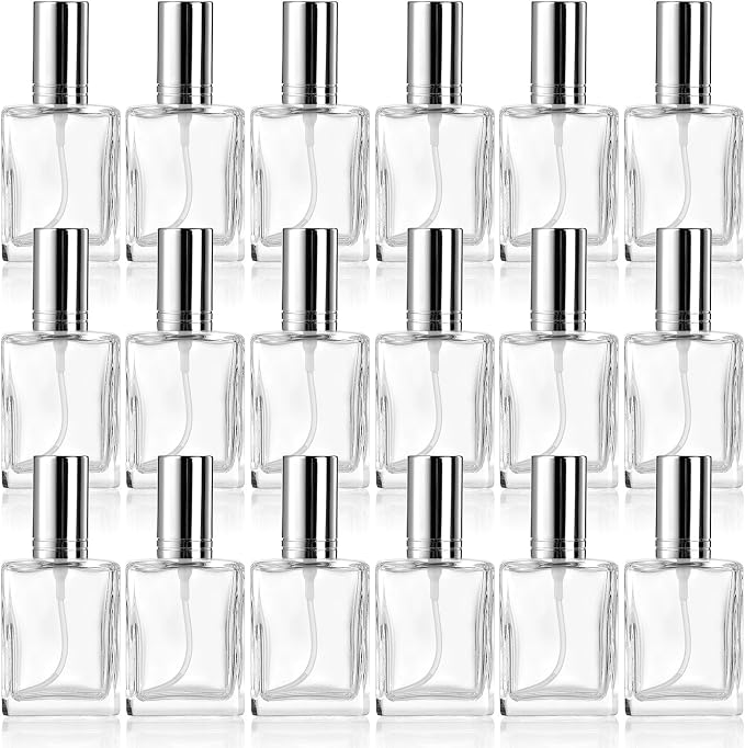Foraineam 18 Pack Clear Glass Fine Mist Atomizer Spray Bottles, 15ml Refillable Mini Perfume Bottle, Empty Glass Perfume Atomizer Bottle Fragrance Bottles with Droppers and Funnels