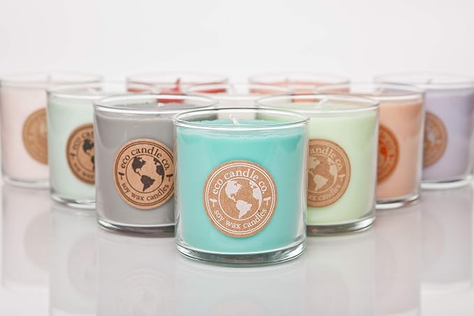ECO CANDLE CO. Recycled Candle, Verbena Basil, 6 oz. - Scents of Lemons, Verbena, Basil, & Cedar - 100% Soy Wax, No Lead, Kraft Paper Label & Lid, Hand Poured, Made from Midwest Grown Soybeans