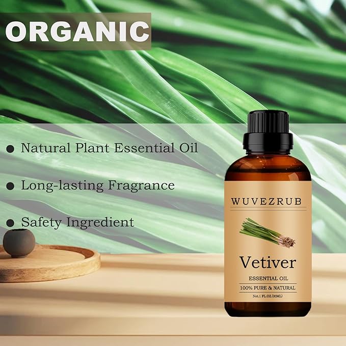Vetiver Essential Oils, 30ML Pure and Natural Essential Oil for Aromatherapy Diffuser - Vetiver /1 Fl Oz