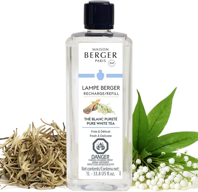 MAISON BERGER Lampe Berger Refill, 1 L, Pure White Tea | Catalytic Lamp Fragrance Refill, Helps Neutralize Odors, ~160 h Fragrance Diffusion, Made in France