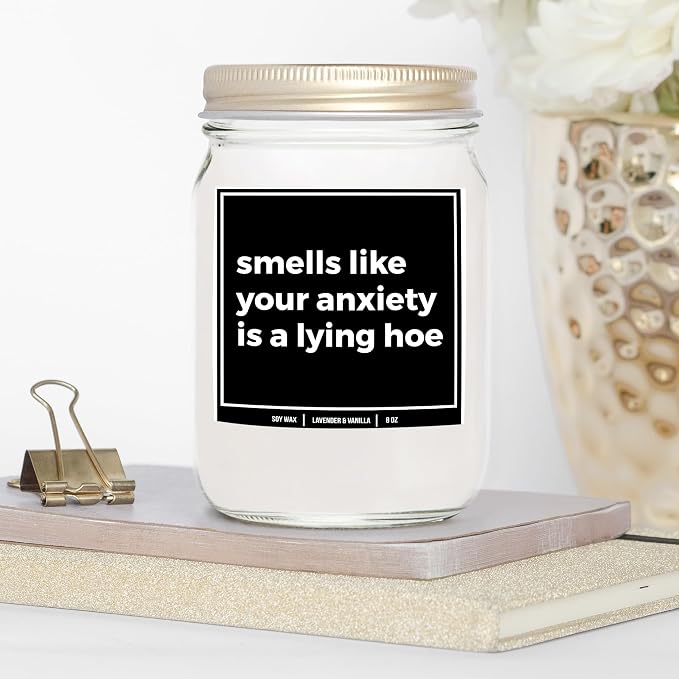 You Nique Designs Anxiety Gifts, Mental Health Relax Candle 8oz, Calming Candles for Anxiety - Relaxing, Thoughtful Present, Uplifting Gifts for Someone with Anxiety (Eucalyptus & Spearmint)