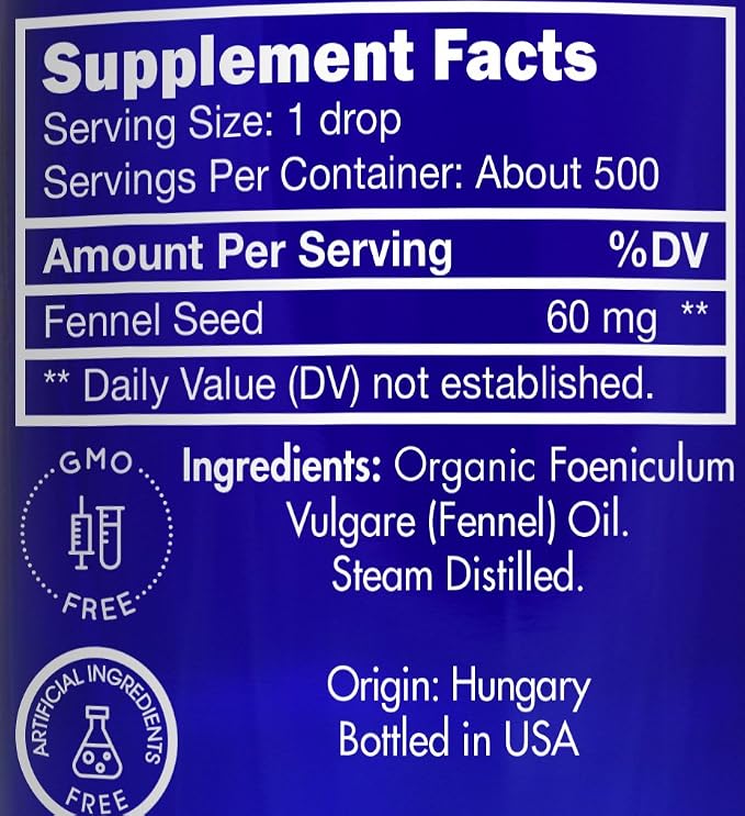 Organic, Fennel Essential Oil, Food Grade – 100% Pure, Fennel Oil, by Zongle Therapeutics, 1 OZ