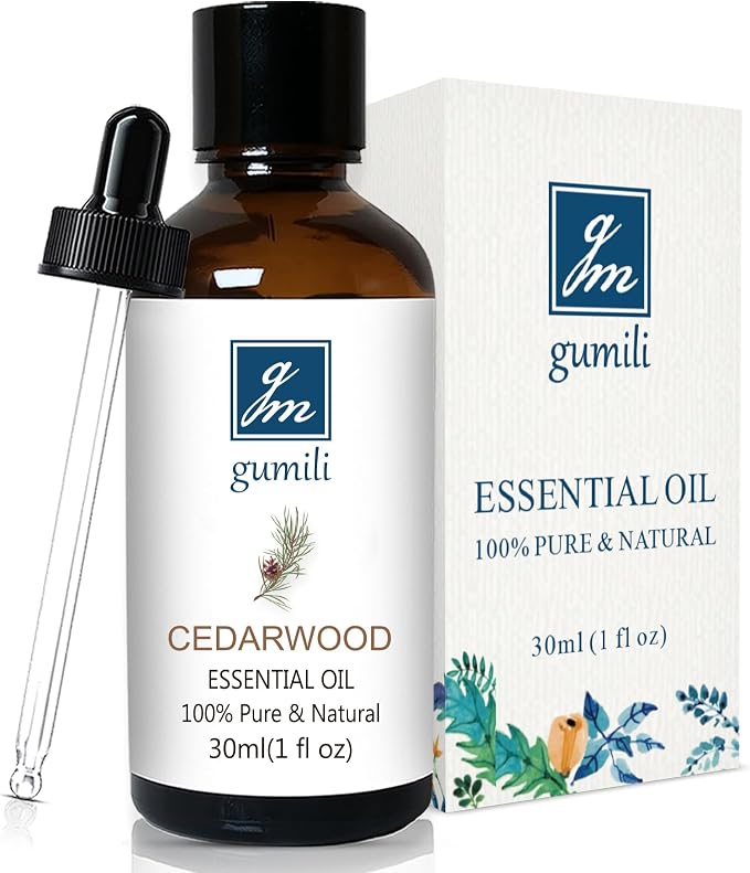 GM Gumili Cedarwood Essential Oil 1 Oz, 100% Pure Natural Cedarwood Oil, Aromatherapy Essential Oils for Diffuser, Skin, Hair, Candle, DIY Body Care