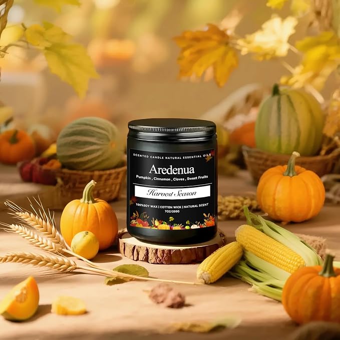 Harvest Season Candle – Warm Holiday & Winter Cozy Aroma, Hand-Poured Soy Candle for Christmas Home Décor & Cozy Seasonal Gifting