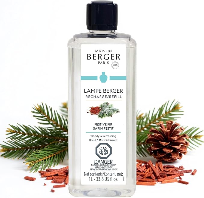 MAISON BERGER Lampe Berger Refill, 1 L, Festive Fir | Catalytic Lamp Fragrance Refill, Helps Neutralize Odors, ~160 h Fragrance Diffusion, Made in France