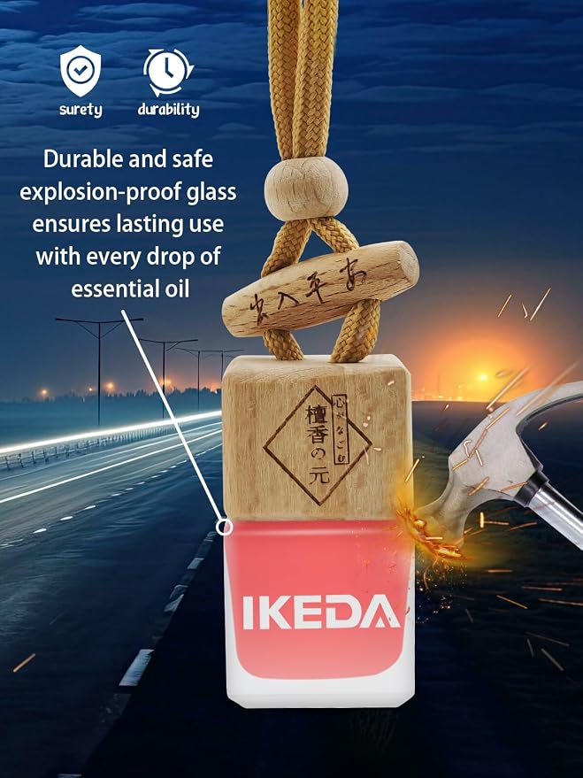Ikeda Car Air Freshener: Hanging Car Smell Air Freshener | 10ml Hanging Car Perfume | Long Lasting Fragrance | Strong Scents Diffuser for Auto Home (Cherry|Square)