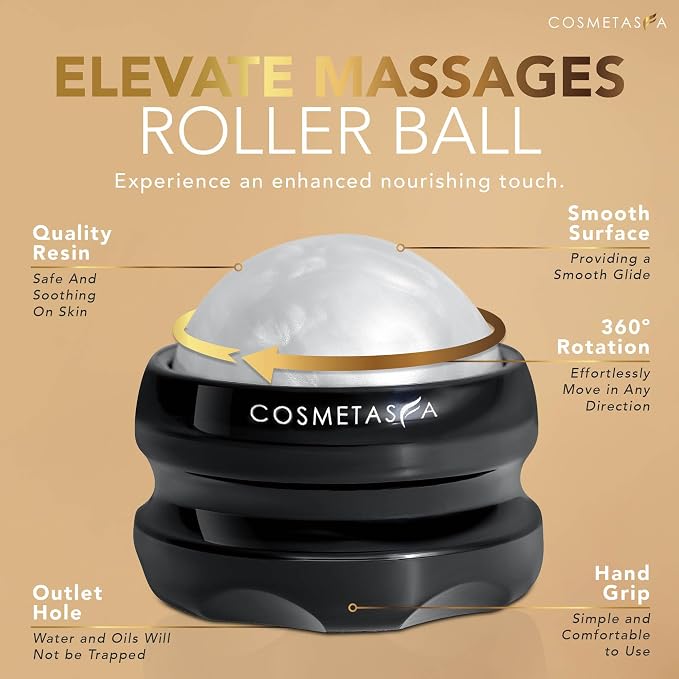 Natural Nourishing Massage Oil with Massage Roller Ball - Therapeutic Citrus & Coconut Massage Oils with Rejuvenating, Hydrating & Aromatic Essential Oils for Dry Skin, Soothes Muscle & Joints 8.8 oz