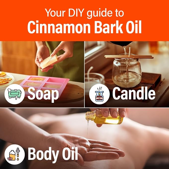 H'ana Cinnamon Bark Oil - 1.02 Fl Oz Cinnamon Bark Essential Oil for Hair, Skin, Diffuser, Aromatherapy & DIY