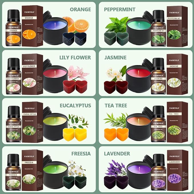 FAIRYELF Premium Candle Making Kit with Wax Melter, DIY Starter Scented Candles Making Kit for Adults Include Glass Jar & Tins, Scents & Color Dyes & More - Perfect as Home Decorations