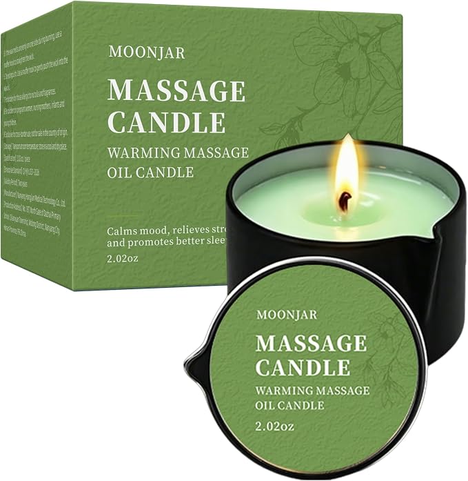 Soybean Wax Warming Massage Oil Candle for Stress Relief and Skin Moisturizing, Romantic Gift SPA Use Home Scented Candle Body Oil Caramel Whisky Scent 2.35 OZ (Gardenia)