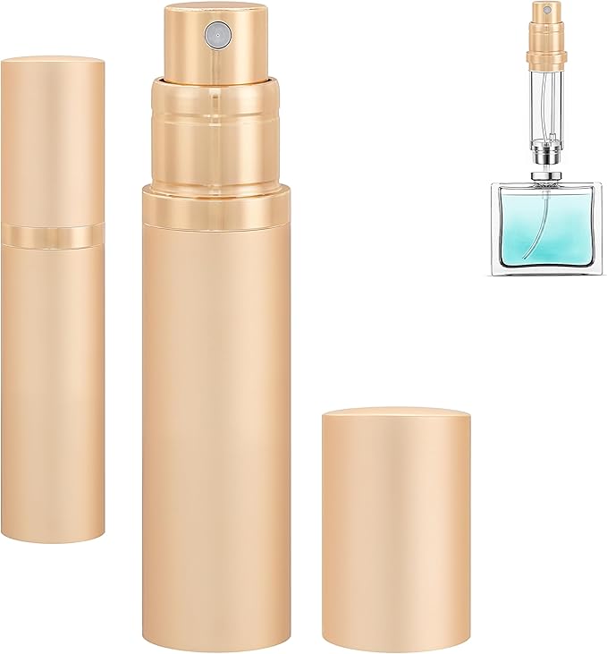 Travel Refillable Perfume Atomizer Bottle 5ml Leakproof Travel Perfume Refillable Bottle, Perfume Atomizer (Gold)