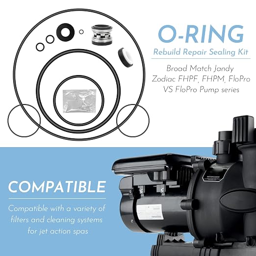 O-Ring Rebuild Repair Kit, for Jandy,Zodiac,FloPro&VS FloPro,FHPF, FHPM Pool Pump Seal Gasket,Valve Kit,Diffuser/Impeller/Backplate/Tail Piece/P/Union/Drain Plug/Lid (O-Ring) PS-3890 Shaft Seal