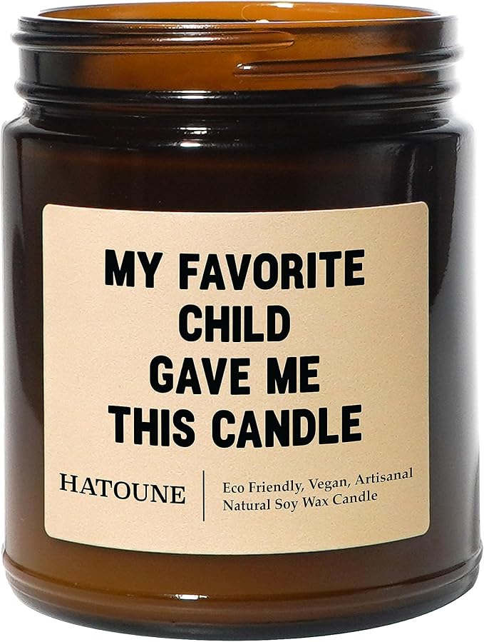 Lavender & Sage Scented Soy Candle, My Favorite Child Gave Me This Candle, Made in USA, Hand Crafted, 40-50 Hour Burn Time, 7.2 oz Amber Jar