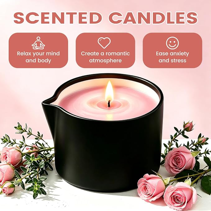 Natural Soy Wax Aromatherapy Candle for Home, Stress Relief & Relaxation, Long Lasting Fragrance Candle for Women & Men, 2.02 Oz (Rose)