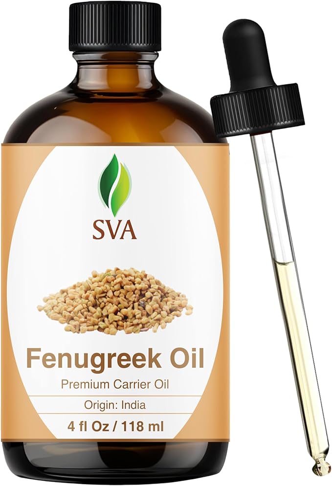 SVA Fenugreek Oil 4oz (118ml) Premium Carrier Oil with Dropper for Hair Care, Hair Oiling, Scalp Massage & Skin Care