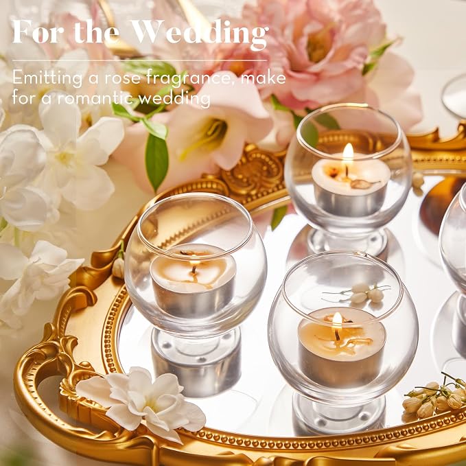 48 Pack Jasmine Tealight Candles, Petals-Infused with Real Jasmine Flowers, Natural Soy Wax 4-Hour Clean Burn, Smokeless for Relaxation, Wedding & Home Decor