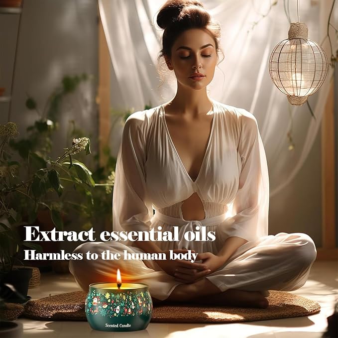 THAUSDAS Scented Candles Gift Set: 4 Pack 4.4 oz Aromatherapy Christmas Candles for Home Scented - 120H Burning Stress Relief Gifts for Women, Birthday, Mother's Day