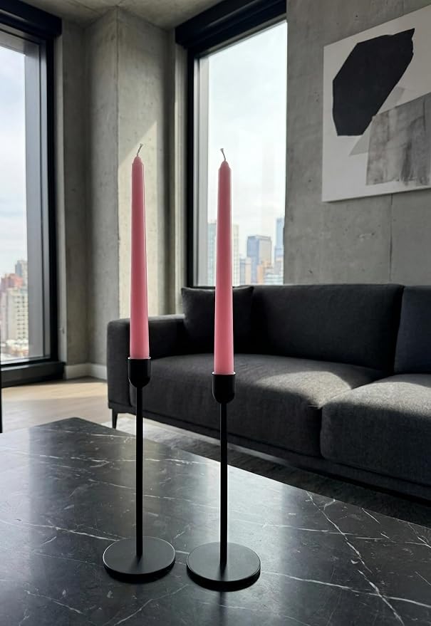 6 PK 10" Classic Taper Candles, Pink, 7-8 Hours Long Burning, Unscented Tall Candlesticks