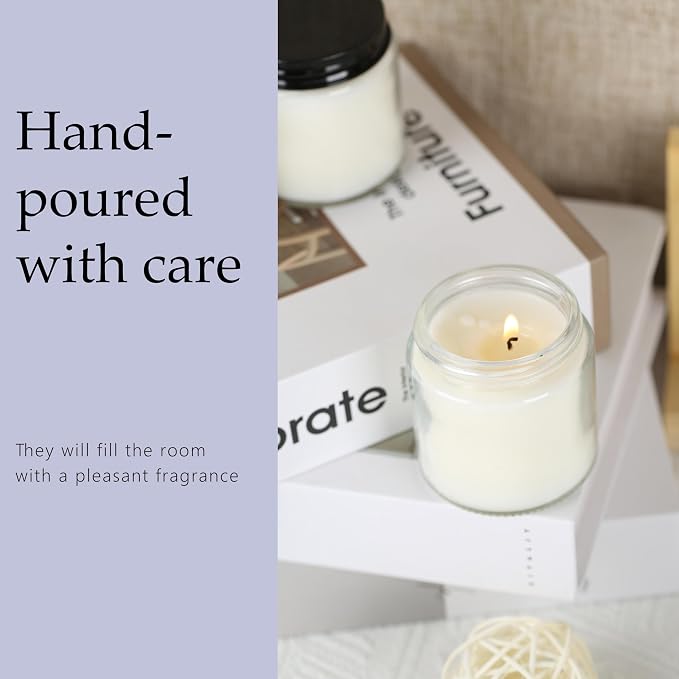 24 Pcs 4 Oz Mason Jar Candles, Lavender Scented Soy Candles Bulk Set for Stress Relief and Relaxation, Great Favors for Wedding, Christmas, Housewarming Gifts (Black, Lavender, 24)