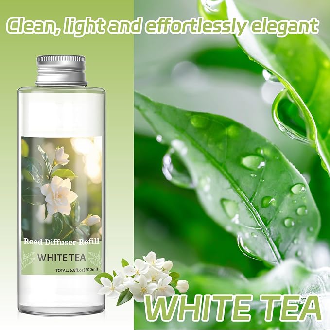 SCENTORINI Reed Diffuser Oil Refill, White Tea Diffuser Oil 6.76 Fl Oz, Natural Scented Essential Oil Refill Long Lasting Summer Home Fragrance for Room Spa Aromatherapy Bathroom Home Decor