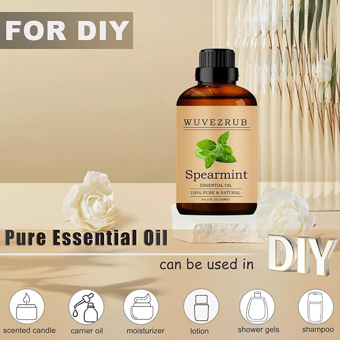 Spearmint Essential Oils 120ML, 100% Pure and Natural Essential Oil for Aromatherapy Diffuser - 4 Fl Oz/Spearmint
