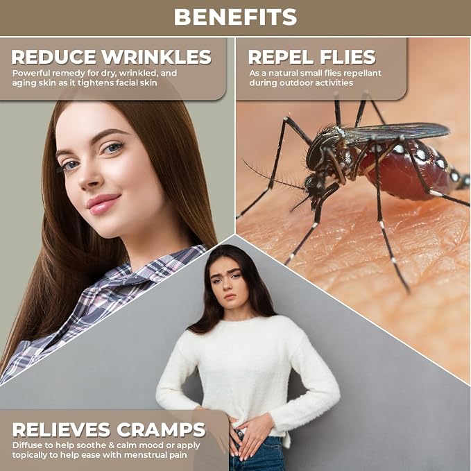 100% Pure & Natural Geranium Essential Oil for Skin Care, Aromatherapy, Diffuser, Massage & Hair | Perfect for Essential Oil Blends and Home Scent Diffusers