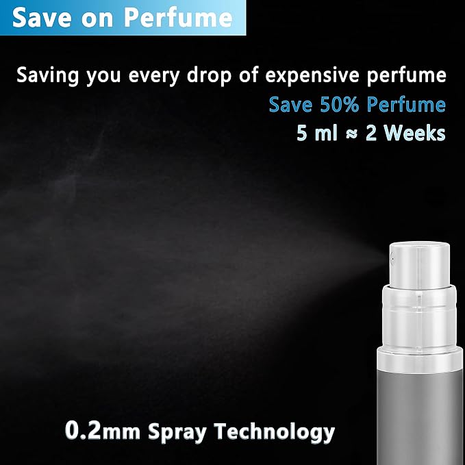 Travel Refillable Perfume Atomizer Bottle 5ml Leakproof Travel Perfume Refillable Bottle, Perfume Atomizer (Gray)