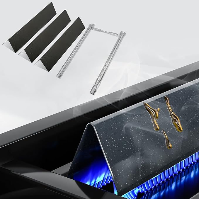 Grill Replacement Parts for Weber Spirit, 7635 Flavorizer Bars 15.3 Inch Flavorizer Bars and 69785 Burner for Weber Spirit I & II 200 with Front Control, Spirit E210, E220, S210, S220