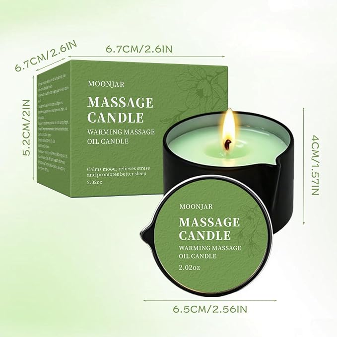 Soybean Wax Warming Massage Oil Candle for Stress Relief and Skin Moisturizing, Romantic Gift SPA Use Home Scented Candle Body Oil Caramel Whisky Scent 2.35 OZ (Gardenia)