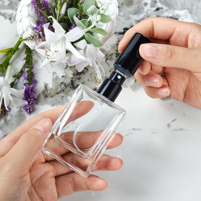 30ml/1.0 Oz Glass Spray Bottle Perfume Atomizer,Travel Refillable Perfume Bottles Empty Classic Spray Bottle 2Pack (Black, 30ml)