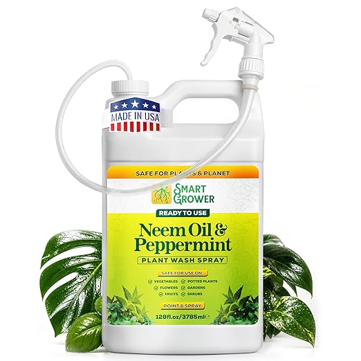 Neem Oil Spray for Plants with Peppermint Oil 128oz with Trigger Sprayer, Natural Plant Wash Made for Indoor and Outdoor Plants - 128oz Smart Grower