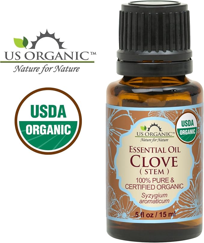 US Organic 100% Pure Clove Stem Essential Oil - USDA Certified Organic, Steam Distilled (15 ml)