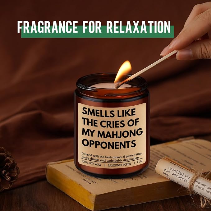 GSPY Scented Candle, Mahjong Gifts for Women, Men - Mah Jongg Gifts, Mahjongg Party Accessories - Funny Birthday, Mothers Day, Game Night Ideas for Mahjong Lovers, Players, Group, Hostess, Friend, Her