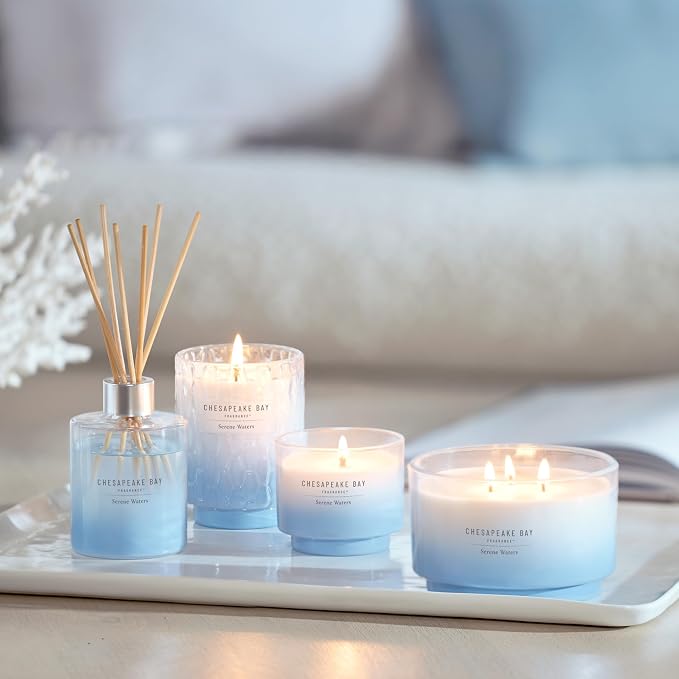 Chesapeake Bay, 14.5oz Serene Waters Scented Candle, Mood Evoking Fragrance, Sea Glass-Inspired Jar, Premium Soy Blend Wax with Essential Oils, Coastal Fragrance for Home Décor or Gifting