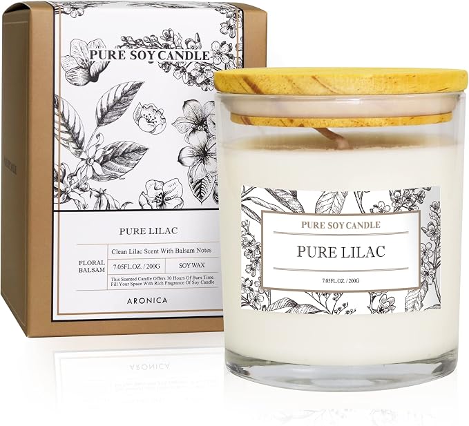 Aronica Lilac Scent Gifts - Soft Floral Candles for Home & Woman, Baby Shower Game Winner Gift, Kitchen Decor