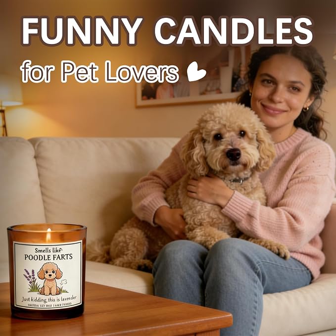 Poodle Gifts & Decor - Dog Lovers Gifts for Women Smells Like Poodle Farts Candle|Crafted by Natural Soy Wax Lavender Scented Candle for Women ecoration for Christmas Birthday