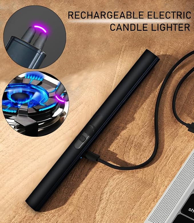 4IN1 Candle Accessory Set, Rechargeable Candle Lighter, Candle Wick Trimmer Cutter, Candle Snuffer & Candle Wick Dipper for Candle Lover Aromatherapy Gift, Stainless Steel Candle Care Kit