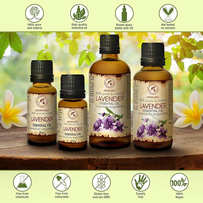 Lavender Essential Oils 0.68 Fl Oz - Lavanda Essential Oil - Lavandula Angustifolia - Bulgaria - 100% Pure - Beauty - Aromatherapy - Massage - Diffuser - Aroma Lamp - Relax
