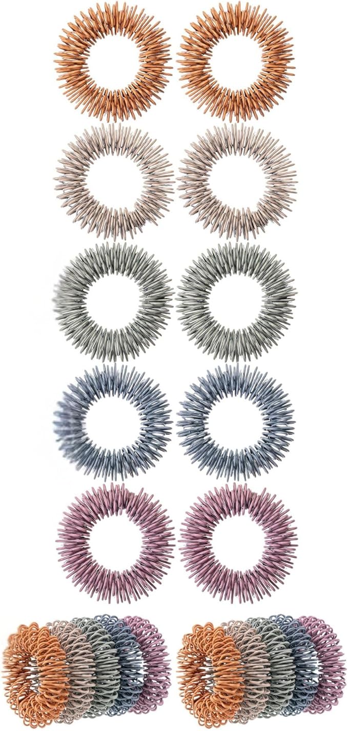 Mr. Pen- Spiky Sensory Rings, 10 Pack, Morandi | Stress Relief Fidget Sensory Toys, Fidget Ring for Anxiety, Massager, Individuals with BFRB, ADHD and Attention Disorder