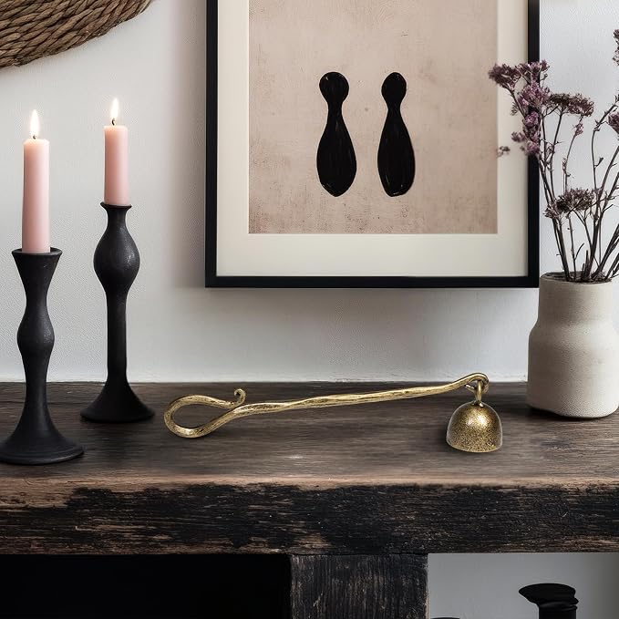 BEGINS Candle Snuffer Gold Hand-Forged Steel, Long Handle Vintage Candle Wick Extinguisher, Solid Metal Retro Candle Accessory