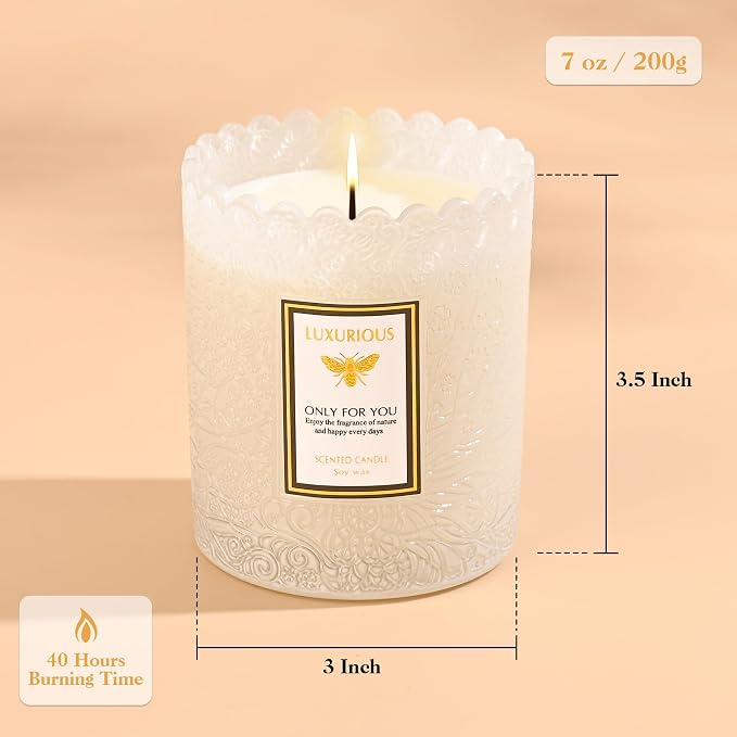 English Pear Freesia Scented Candle, Candles for Home Scented, Luxury Jar Candles for Women, Candles Gifts for Women, Natural Soy Wax Candle, 7 oz 40 Hours Burning Time