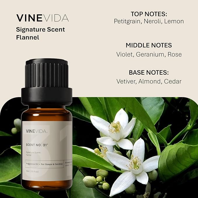 VINEVIDA [0.33oz] Flannel Fragrance Oil for Candle Making and Soap Making - Premium Candle Scents for Soy Candles
