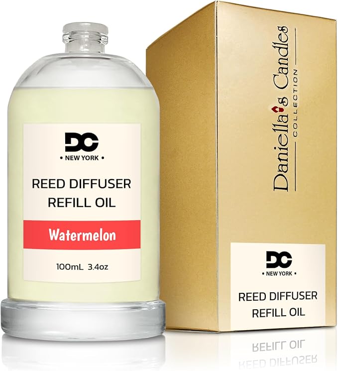 Daniella's Candles Watermelon Reed Diffuser Refill Oil, 3.4oz/100ml, Premium Fragrance Oil, Home Fragrance, Oil for Reed Diffusers, Long Lasting