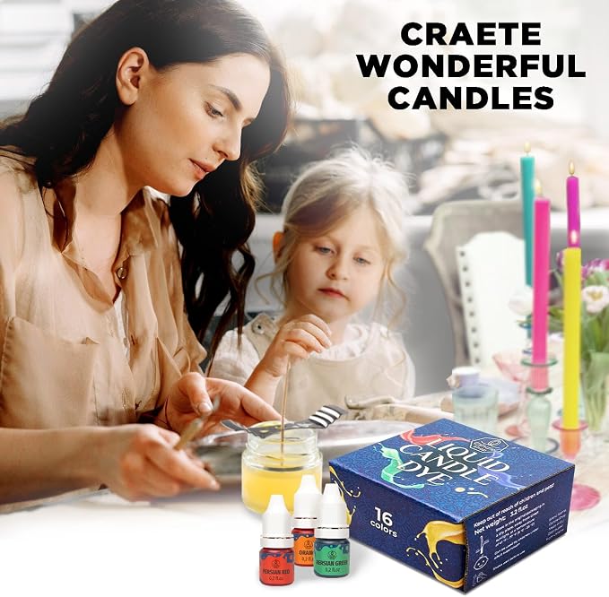 Liquid Candle Wax Dye for Soy Candle Making - 16 Popular Candle Dye Coloring Set - Premium Liquid Candle Wax Coloring - Highly Concentrated Candle Colors