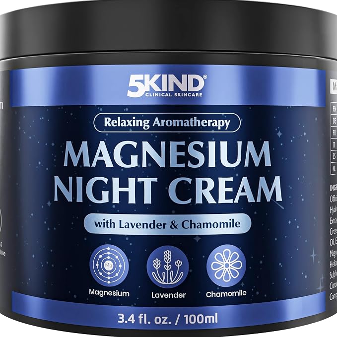5Kind Magnesium Lotion for Sleep 3.4 fl oz - Magnesium Sleep Cream - Topical Magnesium Cream - Relaxing Lavender & Chamomile Magnesium - Infused with Lavender Essential Oils - Natural Sleep Aid