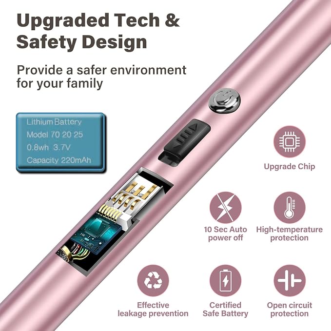 Electric Candle Lighter Windproof USB Rechargeable Flameless Long Neck Lighter for Candles Gas Stove Fireplace BBQ Kitchen Grills (Pink)