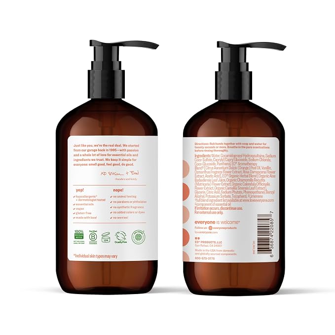 Everyone Liquid Hand Soap, 12.75 Ounce (Pack of 3), Apricot and Vanilla, Plant-Based Cleanser with Pure Essential Oils